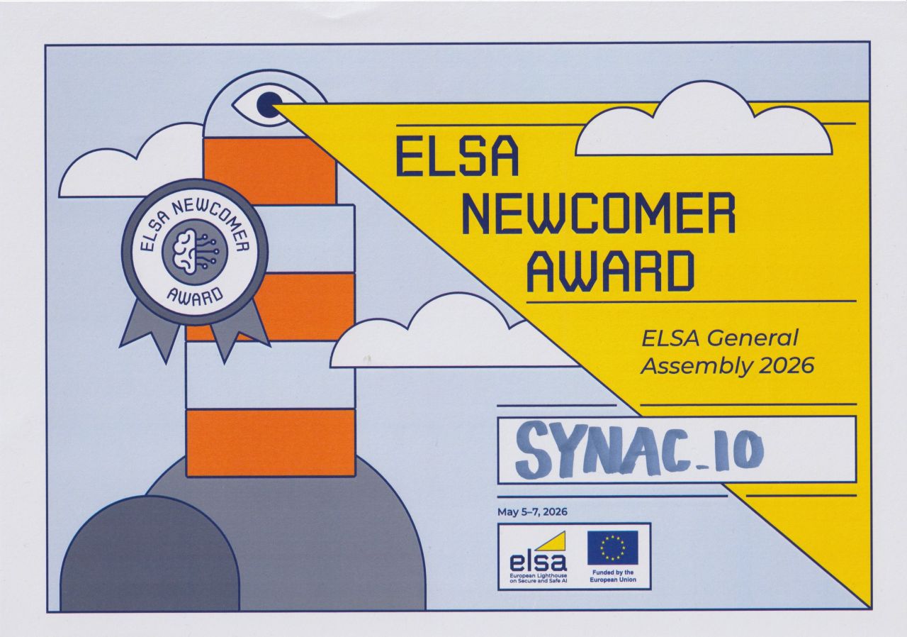 ELSA Newcomer Startup Session certificate for SYNAC.IO